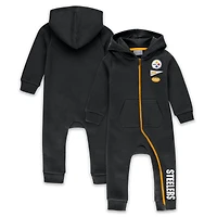 Infant & Newborn WEAR by Erin Andrews Black Pittsburgh Steelers Hooded Fleece Full-Zip Coverall