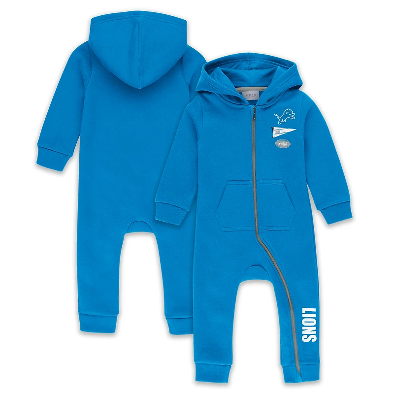 Infant & Newborn WEAR by Erin Andrews Blue Detroit Lions Hooded Fleece Full-Zip Coverall
