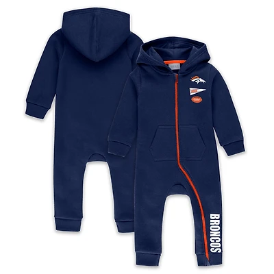 Infant & Newborn WEAR by Erin Andrews Navy Denver Broncos Hooded Fleece Full-Zip Coverall