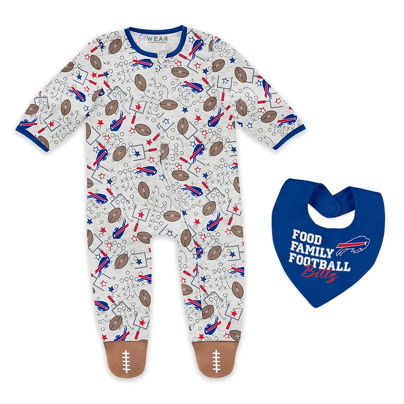 Infant & Newborn WEAR by Erin Andrews Buffalo Bills Sleep and Play Full-Zip Sleeper & Bib Set