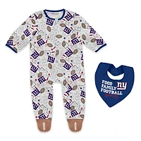 Infant & Newborn WEAR by Erin Andrews New York Giants Sleep and Play Full-Zip Sleeper & Bib Set