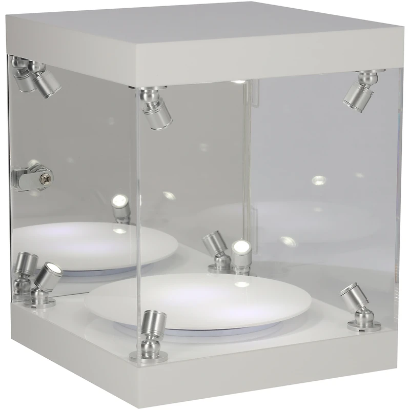 Premium Rotating LED Display Case - Fits Baseball, Hockey Puck & Mini Helmet