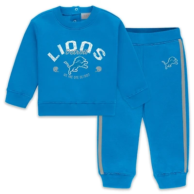 Infant & Newborn WEAR by Erin Andrews Blue Detroit Lions Fleece Crewneck and Pants Set