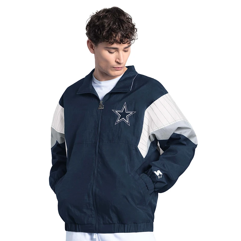 Men's Starter Navy Dallas Cowboys Yard Line Full-Zip Jacket