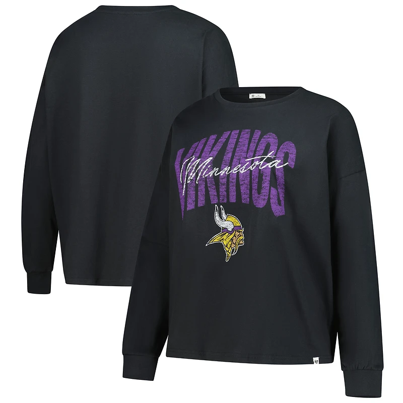 Women's '47 Black Minnesota Vikings Plus Size Muse Sydney Long Sleeve T-Shirt
