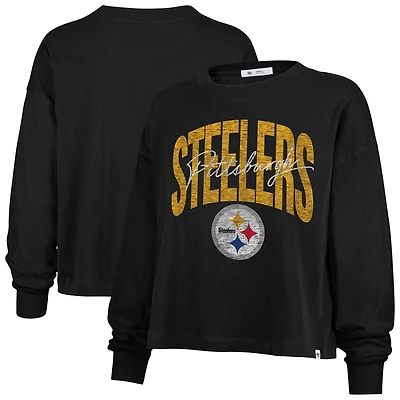 Women's '47 Black Pittsburgh Steelers Plus Muse Sydney Long Sleeve T-Shirt