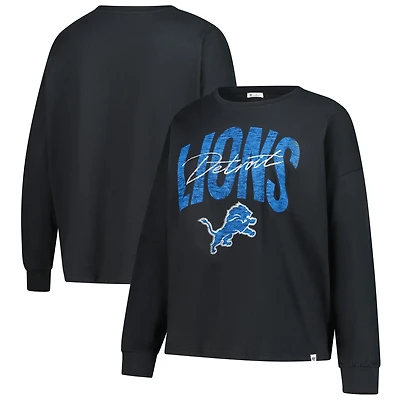 Women's '47 Black Detroit Lions Plus Muse Sydney Long Sleeve T-Shirt