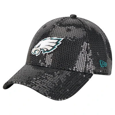 Women's New Era Black Philadelphia Eagles Sequin 9FORTY Adjustable Hat