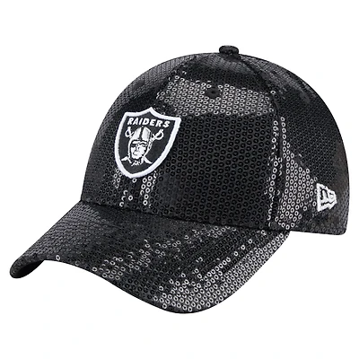 Women's New Era  Black Las Vegas Raiders Sequin 9FORTY Adjustable Hat