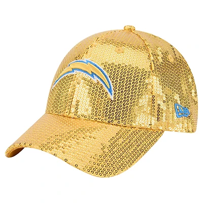 Women's New Era Gold Los Angeles Chargers Sequin 9FORTY Adjustable Hat