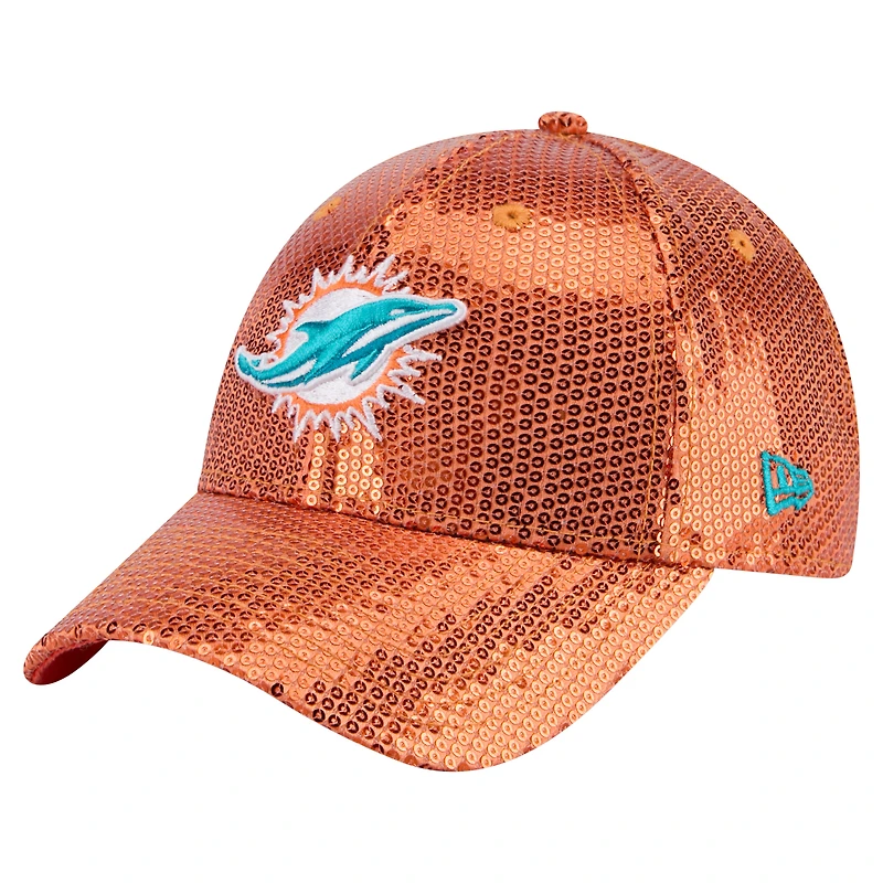 Women's New Era  Orange Miami Dolphins Sequin 9FORTY Adjustable Hat