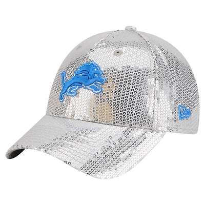 Women's New Era  Silver Detroit Lions Sequin 9FORTY Adjustable Hat