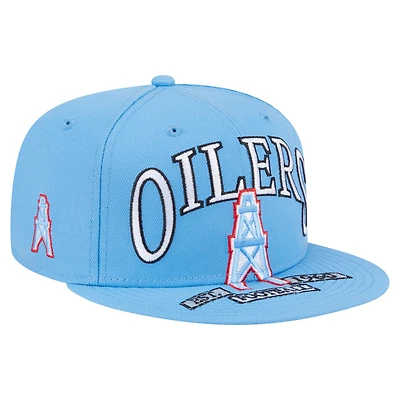 Men's New Era Light Blue Houston Oilers  Gridiron Classics Oversized 59FIFTY Fitted Hat