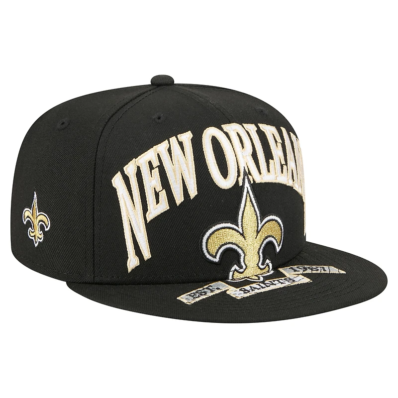 Men's New Era Black Orleans Saints Oversized 59FIFTY Fitted Hat