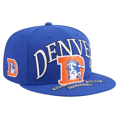 Men's New Era Royal Denver Broncos Throwback Oversized 59FIFTY Fitted Hat