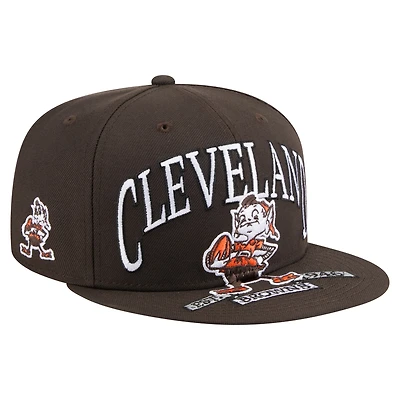 Men's New Era Brown Cleveland Browns Throwback Oversized 59FIFTY Fitted Hat