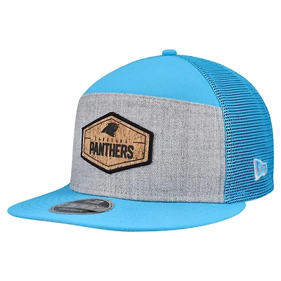 Men's New Era  Gray/Blue Carolina Panthers Cork Split Panel 9FIFTY Trucker Snapback Hat