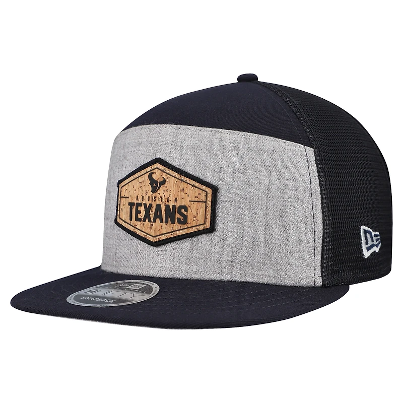 Men's New Era  Gray/Navy Houston Texans Cork Split Panel 9FIFTY Trucker Snapback Hat