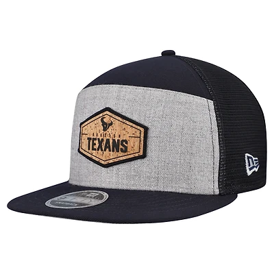 Men's New Era  Gray/Navy Houston Texans Cork Split Panel 9FIFTY Trucker Snapback Hat