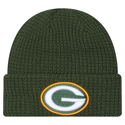 Men's New Era  Green Green Bay Packers Waffle Cuffed Knit Hat