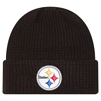 Men's New Era  Black Pittsburgh Steelers Waffle Cuffed Knit Hat
