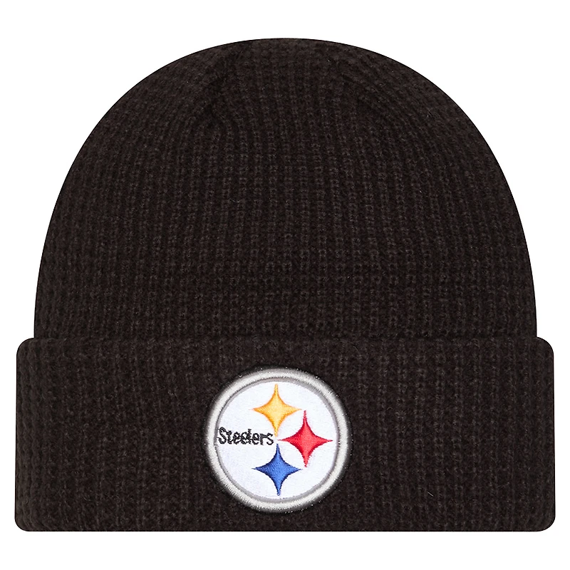 Men's New Era Black Pittsburgh Steelers Waffle Cuffed Knit Hat