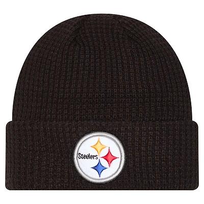 Men's New Era  Black Pittsburgh Steelers Waffle Cuffed Knit Hat
