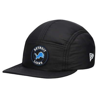 Men's New Era  Black Detroit Lions Quilted Camper Adjustable Hat