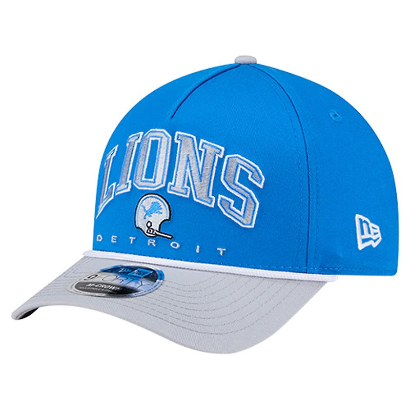 Men's New Era  Blue Detroit Lions Throwback Arch 9FORTY A-Frame Adjustable Hat
