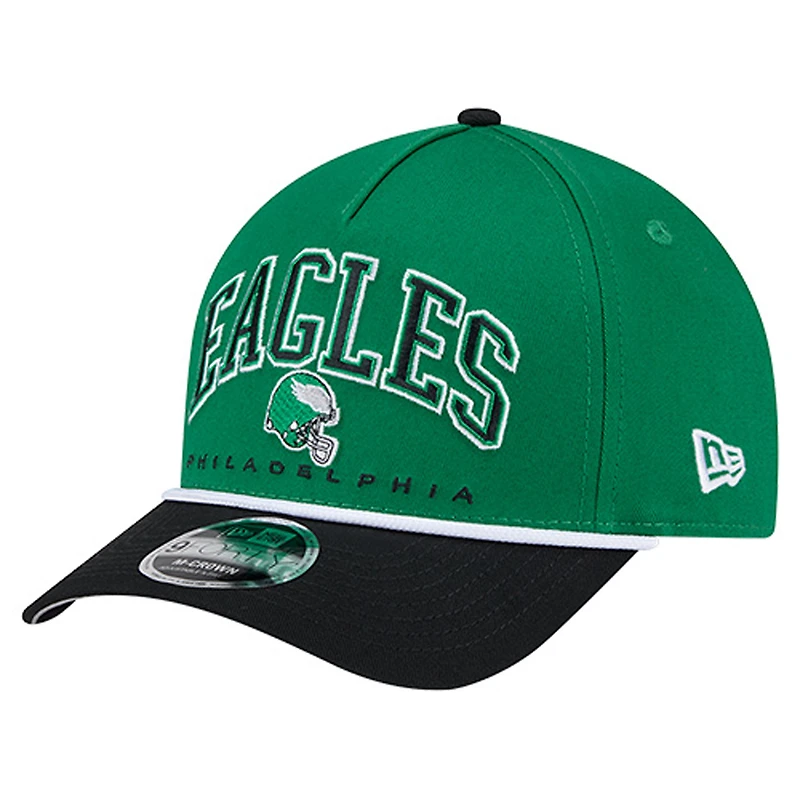 Men's New Era  Kelly Green Philadelphia Eagles Throwback Arch 9FORTY A-Frame Adjustable Hat