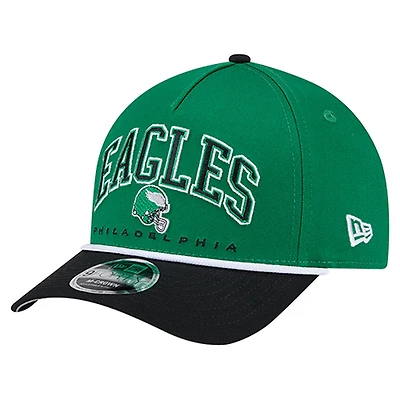 Men's New Era  Kelly Green Philadelphia Eagles Throwback Arch 9FORTY A-Frame Adjustable Hat