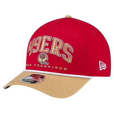 Men's New Era  Scarlet San Francisco 49ers Throwback Arch 9FORTY A-Frame Adjustable Hat