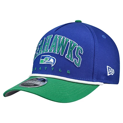 Men's New Era  Royal Seattle Seahawks Throwback Arch COOLERA 9FORTY A-Frame M-Crown Adjustable Hat
