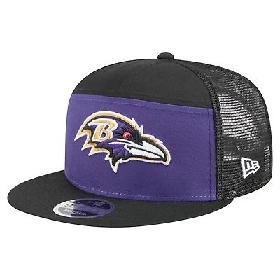 Men's New Era Purple/Black Baltimore Ravens Outdoor Split Panel 9FIFTY Snapback Hat