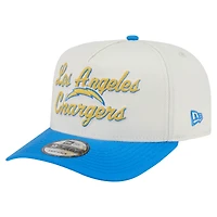 Men's New Era  Cream/Powder Blue Los Angeles Chargers Chainstitch A-Frame 9FIFTY Adjustable Hat