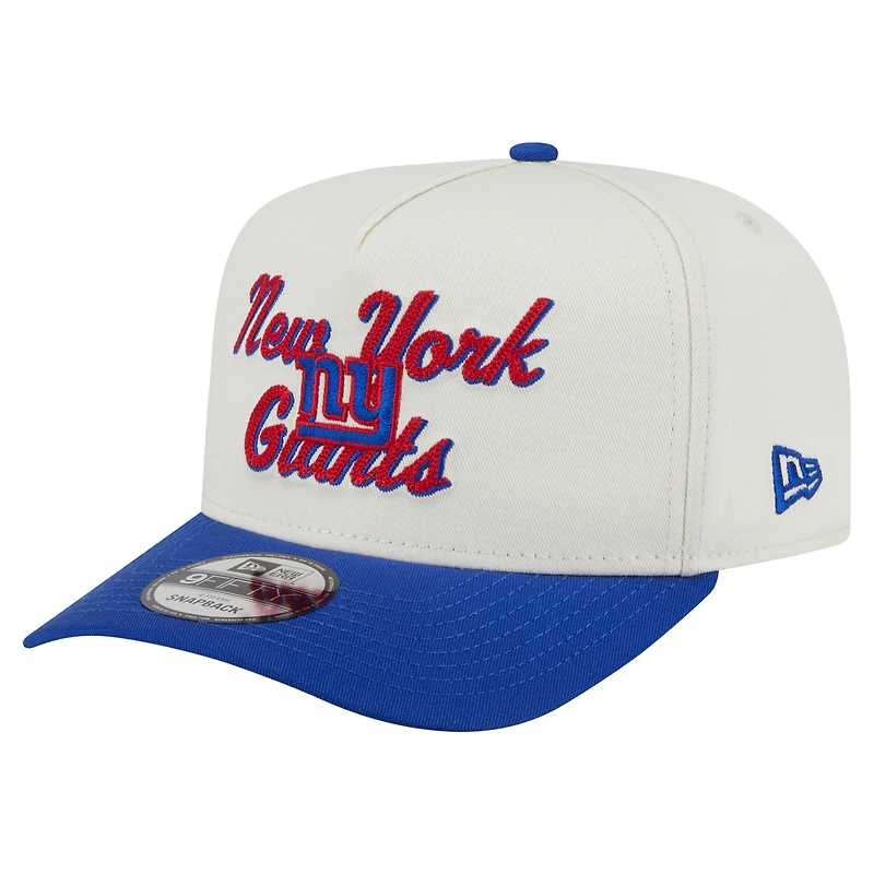 Men's New Era  Cream/Royal New York Giants Chainstitch A-Frame 9FIFTY Adjustable Hat