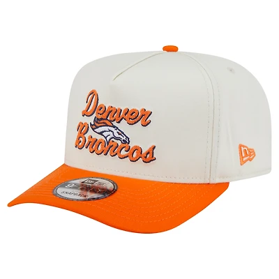 Men's New Era  Cream/Orange Denver Broncos Chainstitch A-Frame 9FIFTY Adjustable Hat