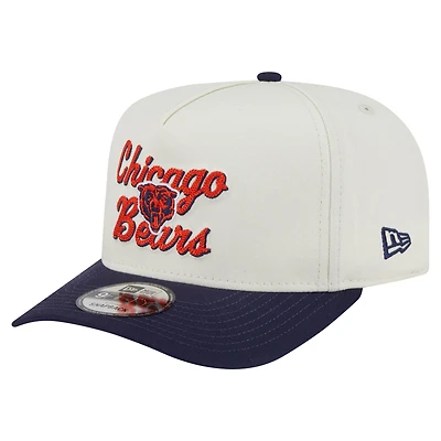 Men's New Era  Cream/Navy Chicago Bears Chainstitch A-Frame 9FIFTY Adjustable Hat