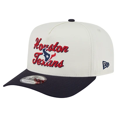 Men's New Era  Cream/Navy Houston Texans Chainstitch A-Frame 9FIFTY Adjustable Hat