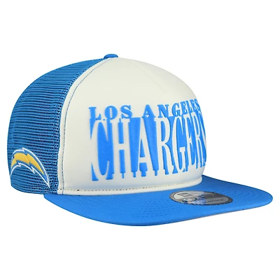 Men's New Era Cream/Powder Blue Los Angeles Chargers  Cutout A-Frame 9FIFTY Snapback Hat