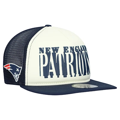 Men's New Era Cream/Navy New England Patriots  Cutout A-Frame 9FIFTY Snapback Hat