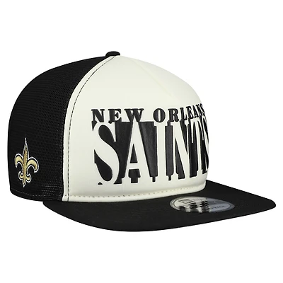 Men's New Era Cream/Black New Orleans Saints  Cutout A-Frame 9FIFTY Snapback Hat