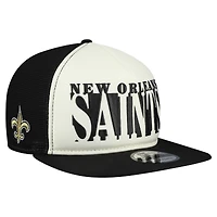Men's New Era Cream/Black New Orleans Saints  Cutout A-Frame 9FIFTY Snapback Hat