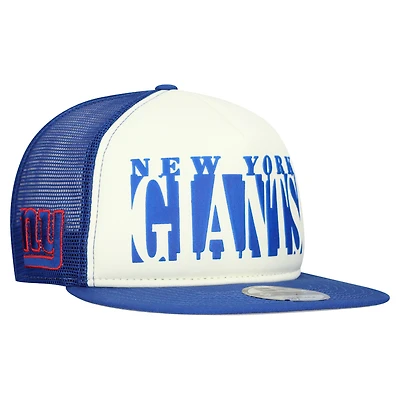 Men's New Era Cream/Royal New York Giants  Cutout A-Frame 9FIFTY Snapback Hat