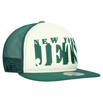 Men's New Era Cream/Green New York Jets  Cutout A-Frame 9FIFTY Snapback Hat