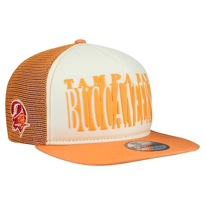 Men's New Era Cream/Orange Tampa Bay Buccaneers Throwback Cutout A-Frame 9FIFTY Snapback Hat