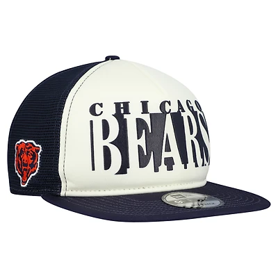 Men's New Era Cream/Navy Chicago Bears Bear Cutout A-Frame 9FIFTY Snapback Hat