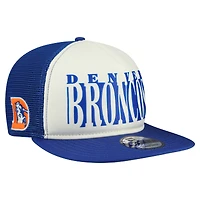 Men's New Era Cream/Royal Denver Broncos Throwback Cutout A-Frame 9FIFTY Snapback Hat