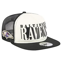 Men's New Era Cream/Black Baltimore Ravens  Cutout A-Frame 9FIFTY Snapback Hat