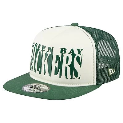 Men's New Era Cream/Green Green Bay Packers  Cutout A-Frame 9FIFTY Snapback Hat